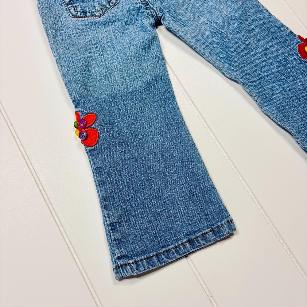 Vintage Y2K Zana Di Flower Power Boho Hippie Flare Jeans, Size 2T - Picture 12 of 14